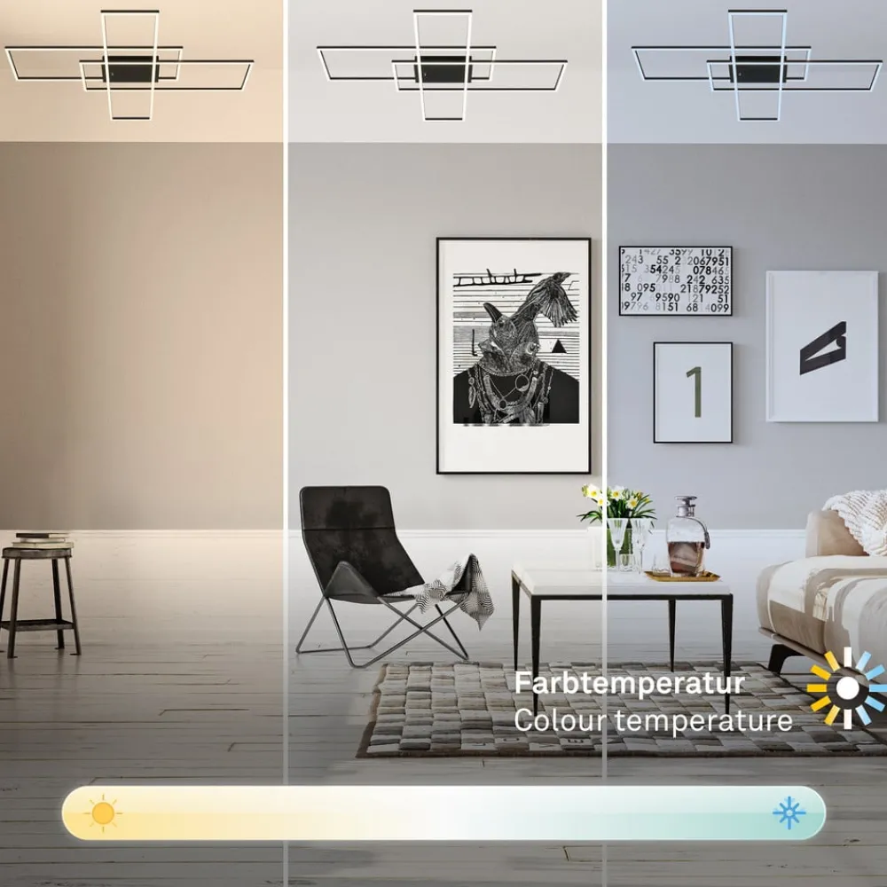 Briloner Gang|Loftlamper > Roami loftlampe, 104x71cm, sort, CCT, fjernbetjening