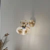 Væglamper|Væglamper ^ Lucea Rolan væglampe, messingfarvet, Ø 19 cm, højde 21 cm, glas
