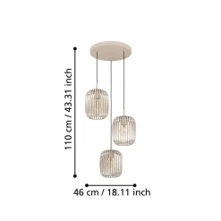 EGLO Pendellamper > Romazzina hængelampe, Ø 46 cm, sandfarvet, 3 lyskilder, stål