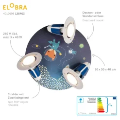 Elobra Loftlamper > Rondell Space Mission loftslampe, blå