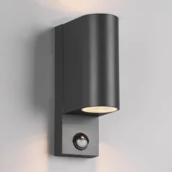 Væglampe Med Sensor|Væglamper ^ Trio Lighting Roya udendørs væglampe, 2 lk, sensor rund antracit