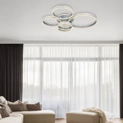 Loftlamper|Loftlamper ^ Globo Rubio LED-loftlampe, længde 114 cm, grå, CCT, 5 lyskilder