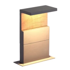 Sokkellamper ^ Mantra Iluminación Ruka LED-sokkelampe med træelement, 35 cm