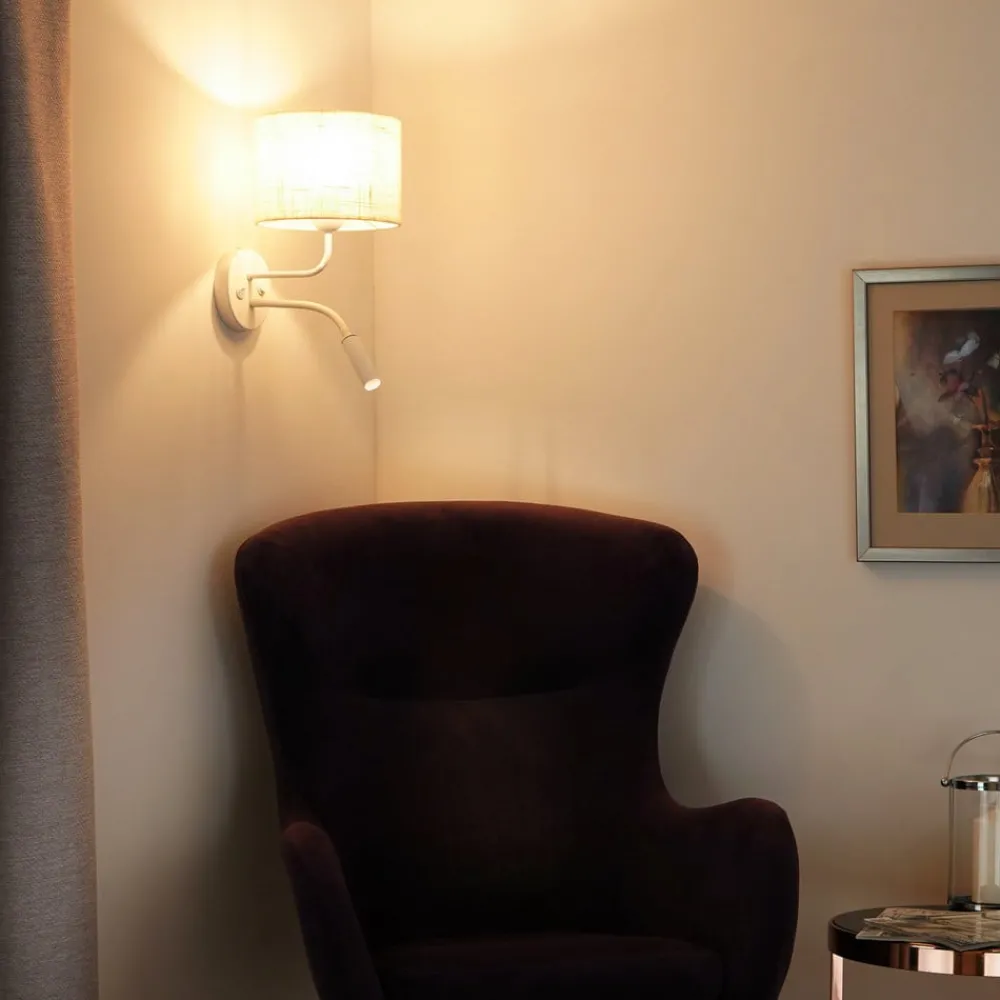 Duolla Væglamper > Rulle væglampe, jute, hvid/beige, læselampe
