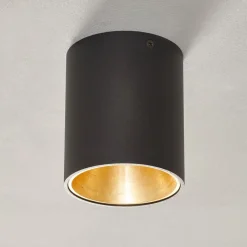 Loftlamper ^ EGLO Rund Polasso LED-loftlampe, sort-guld