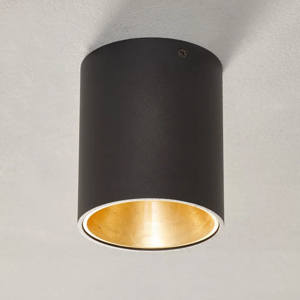 Loftlamper ^ EGLO Rund Polasso LED-loftlampe, sort-guld