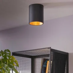 Loftlamper ^ EGLO Rund Polasso LED-loftlampe, sort-guld