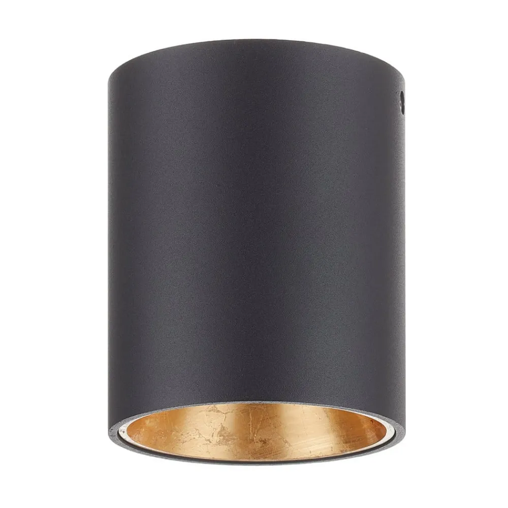 Loftlamper ^ EGLO Rund Polasso LED-loftlampe, sort-guld