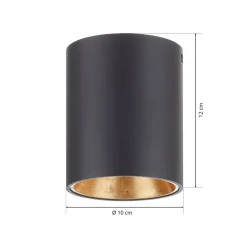 Loftlamper ^ EGLO Rund Polasso LED-loftlampe, sort-guld