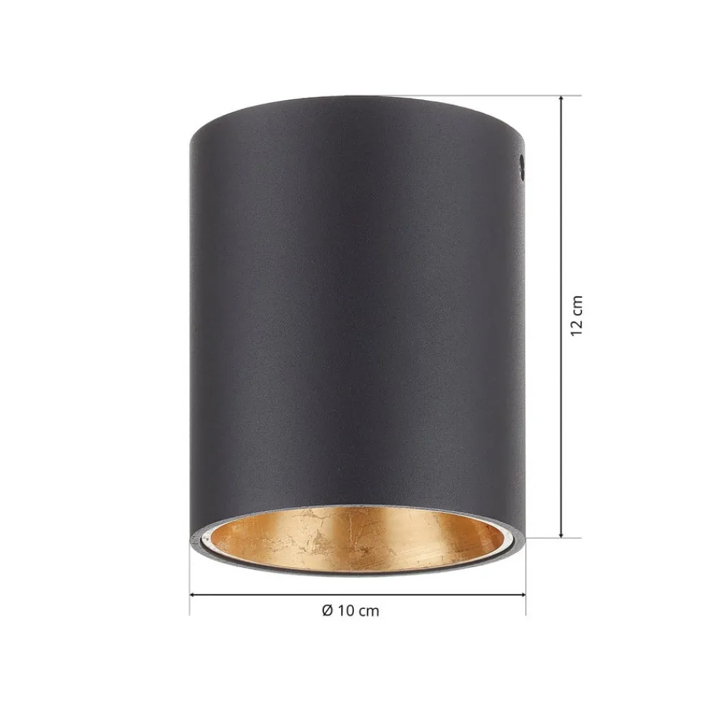 Loftlamper ^ EGLO Rund Polasso LED-loftlampe, sort-guld