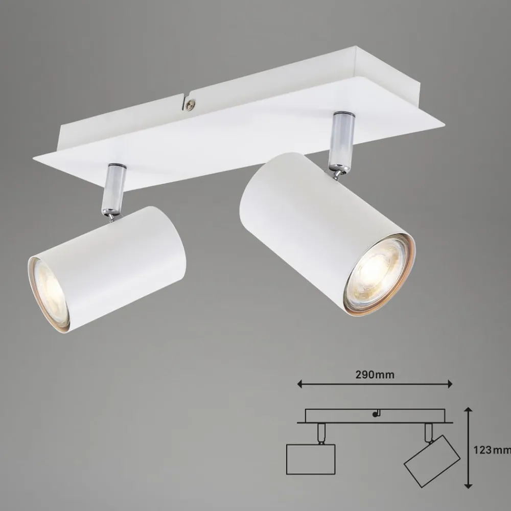 Loftlamper|Spotlights ^ Briloner Run loftslampe, drejelig, 2-lys, hvid