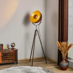 Globo Gulvlamper|Gulvlamper > Rustfarvet trebenet gulvlampe Xirena I
