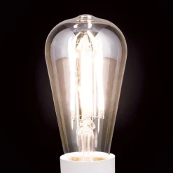 Dæmpbar Led-Pære|Filament Pære ^ ORION Rustik LED-pære E27 ST64 6W ravgul 2.200 K dæmpes