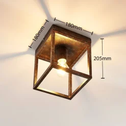 Lindby Loftlamper|Pendellamper > Rustik loftlampe Emin med metalramme