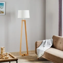 Gang|Gulvlamper ^ Aluminor Sacha LS gulvlampe af træ og stof, hvid