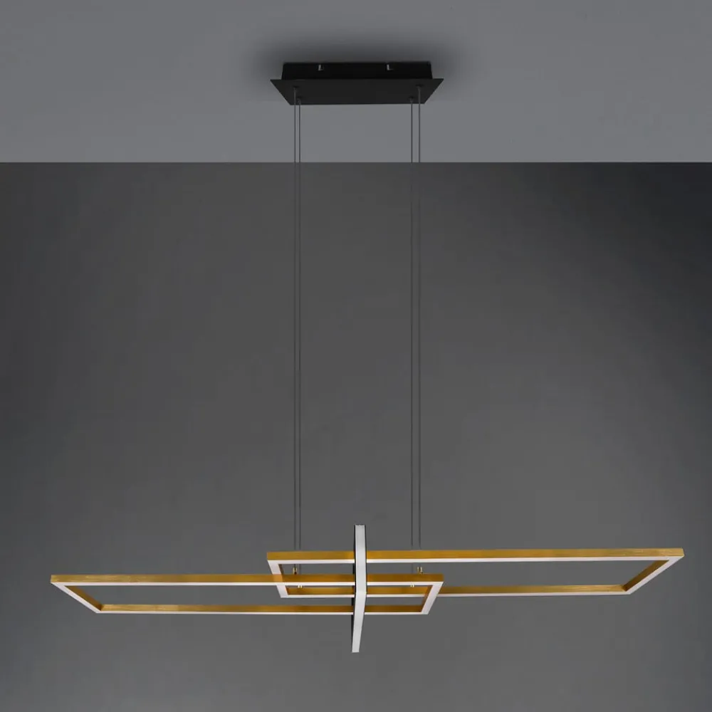Trio Lighting Pendellamper|Pendellamper > Salinas hængelampe, messingfarvet, metal, 110 cm lang