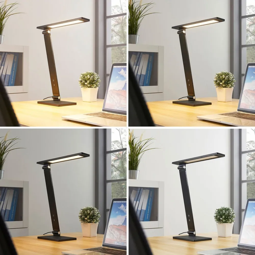 Arbejdsrum/Kontor|Bordlamper ^ Lucande Salome - dæmpbar LED skrivebordlampe, sort