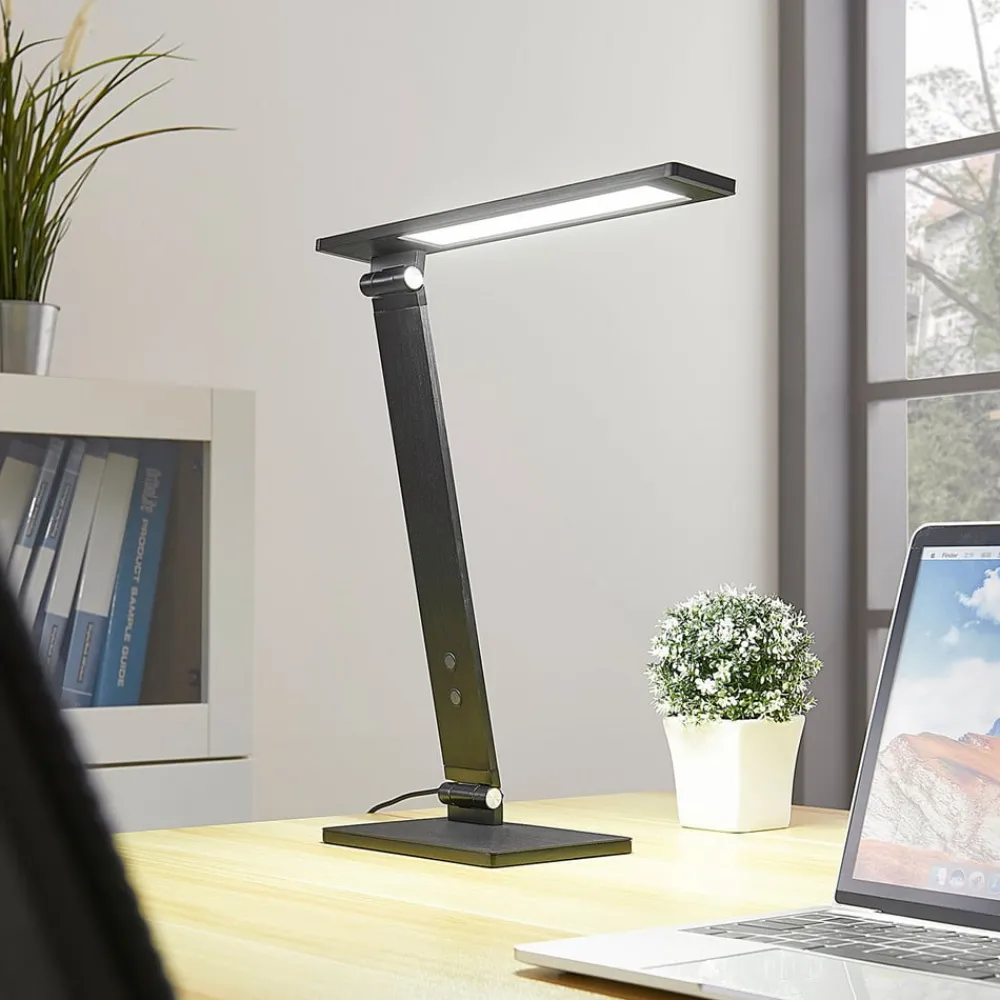 Arbejdsrum/Kontor|Bordlamper ^ Lucande Salome - dæmpbar LED skrivebordlampe, sort