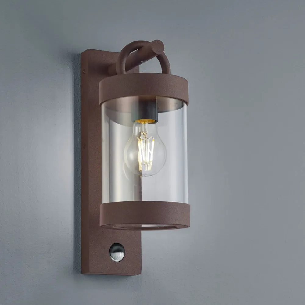 Væglampe Med Sensor|Væglamper ^ Trio Lighting Sambesi udendørs væglampe, bevægelsessensor, rust