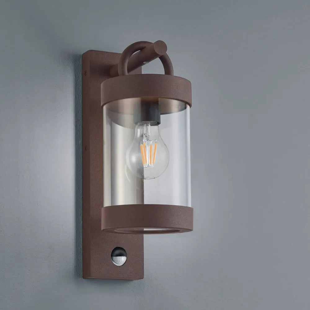 Væglampe Med Sensor|Væglamper ^ Trio Lighting Sambesi udendørs væglampe, bevægelsessensor, rust