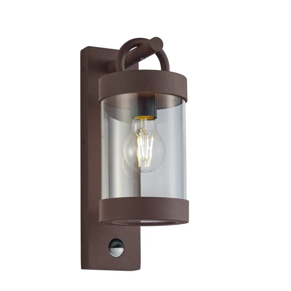 Væglampe Med Sensor|Væglamper ^ Trio Lighting Sambesi udendørs væglampe, bevægelsessensor, rust