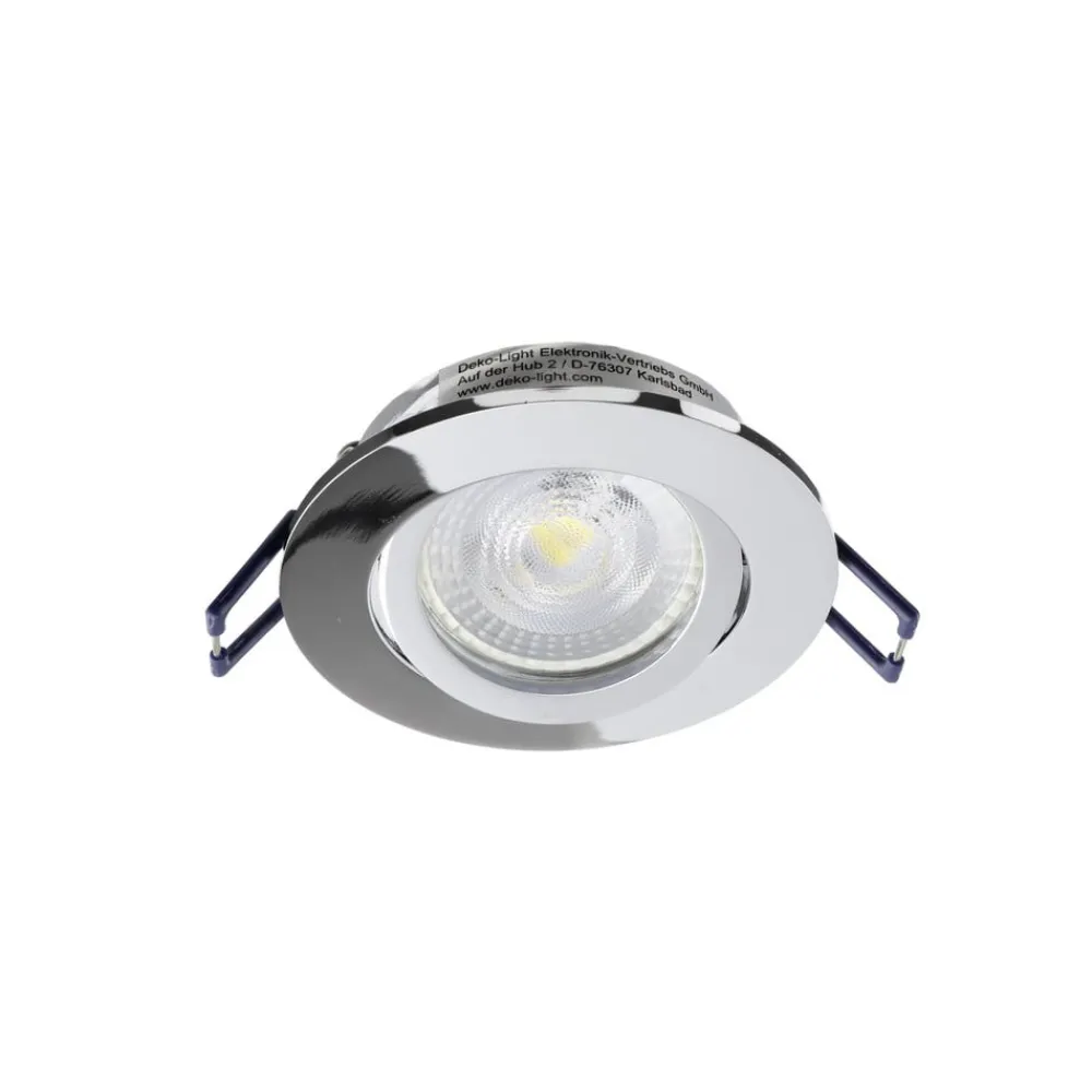 Indbygningsspots ^ Deko-Light Samsola forsænket loftlampe, skinnende sølv, Ø 8 cm, metal