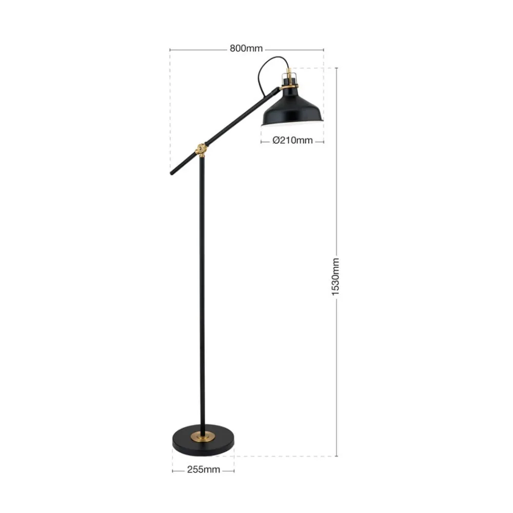 ORION Gulvlamper|Gulvlamper > Schiller gulvlampe, sort, metal, 153 cm, justerbar