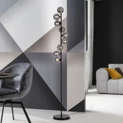 Schöner Wohnen Gulvlamper > Gulvlampe Dubai, røget glas, 9 lyskilder, G9