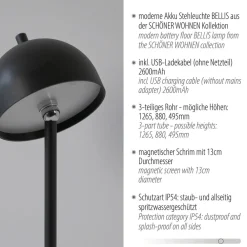 Terrassebelysning ^ Schöner Wohnen SCHÖNER WOHNEN LED-akku-gulvlampe Bellies, sort, IP54
