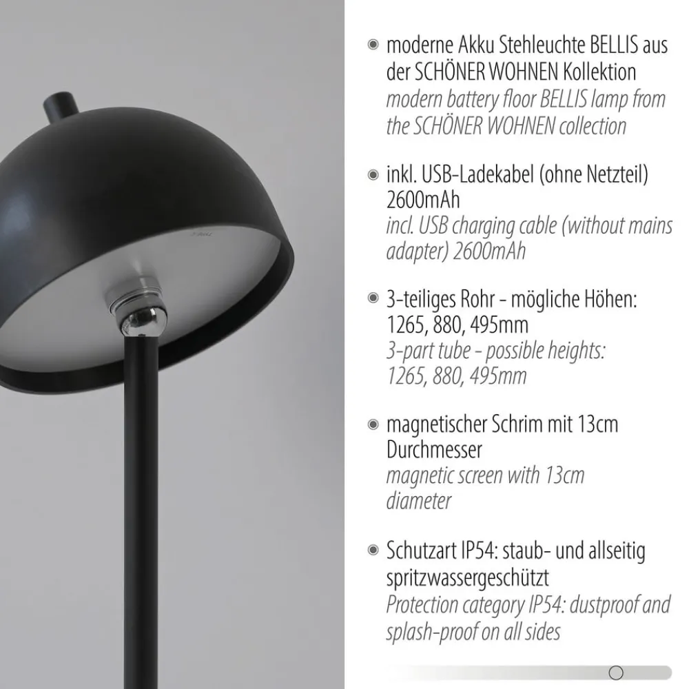 Terrassebelysning ^ Schöner Wohnen SCHÖNER WOHNEN LED-akku-gulvlampe Bellies, sort, IP54