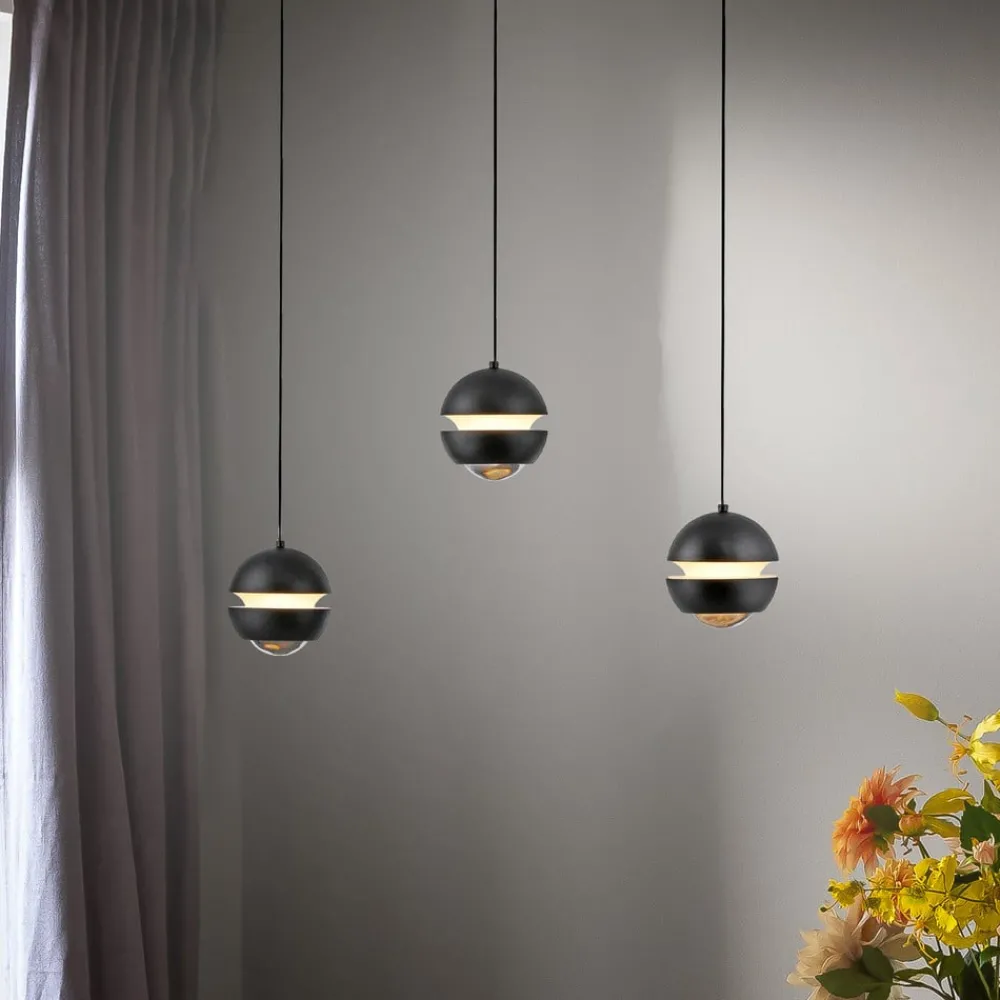 Schöner Wohnen Pendellamper > LED-hængelampe Lini sort 3 lyskilder lang 3.000K