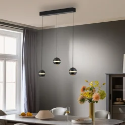 Schöner Wohnen Pendellamper > LED-hængelampe Lini sort 3 lyskilder lang 3.000K