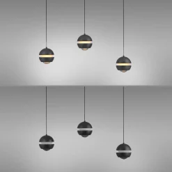 Schöner Wohnen Pendellamper > LED-hængelampe Lini sort 3 lyskilder lang 3.000K
