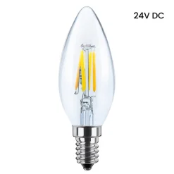 SEGULA Dæmpbar Led-Pære|Filament Pære > LED-kertepære 24V DC E14 3W 927 Filament dæmpbar