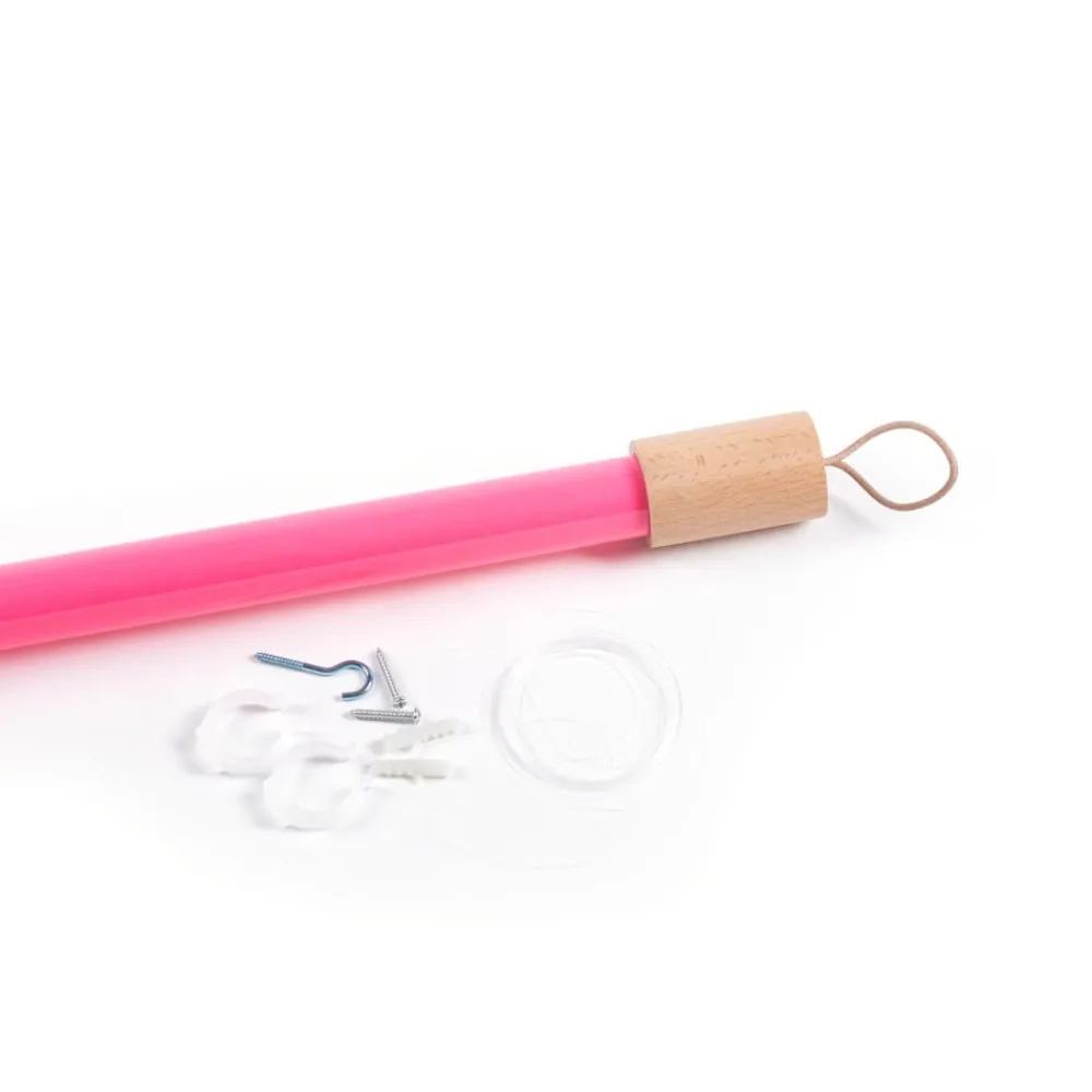 Gulvlamper|Gulvlamper ^ SELETTI LED-lampe Linea, fuchsia, trædetaljer, universal