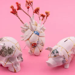 Møbel Og Interiør ^ SELETTI Love in Bloom Kintsugi-vase, farverig, porcelæn, guld