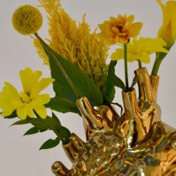 Møbel Og Interiør ^ SELETTI Love in Bloom-vase, guldfarvet, hjerteformet, porcelæn