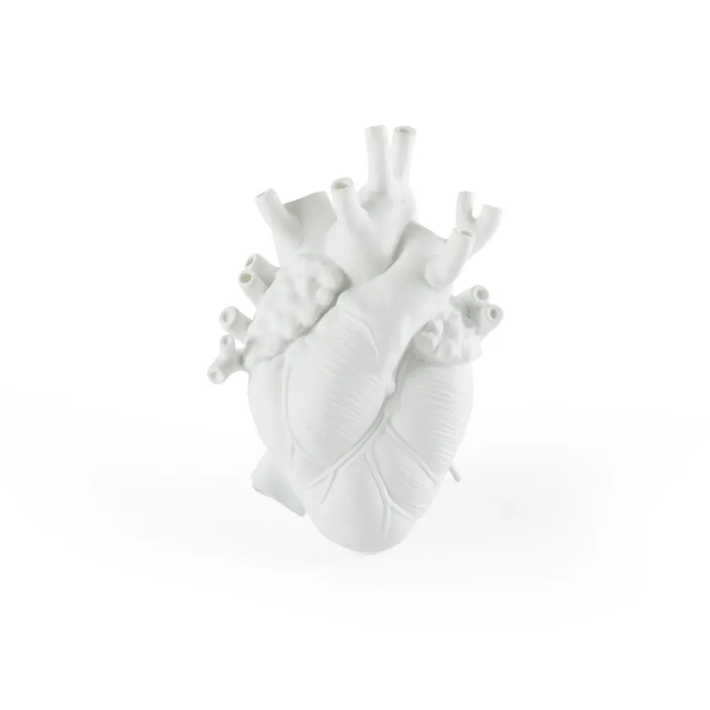 SELETTI Møbel Og Interiør > Love in Bloom-vase, hvid, hjerteformet, porcelæn