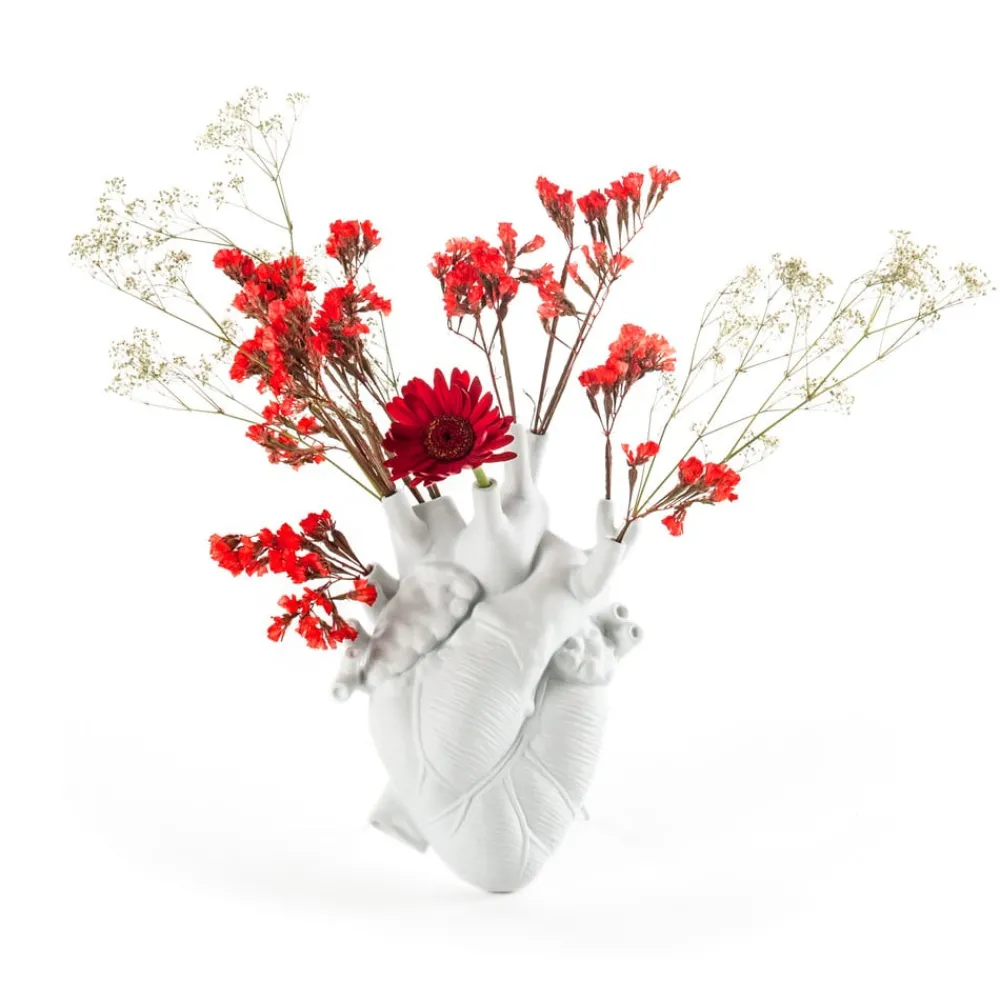 SELETTI Møbel Og Interiør > Love in Bloom-vase, hvid, hjerteformet, porcelæn