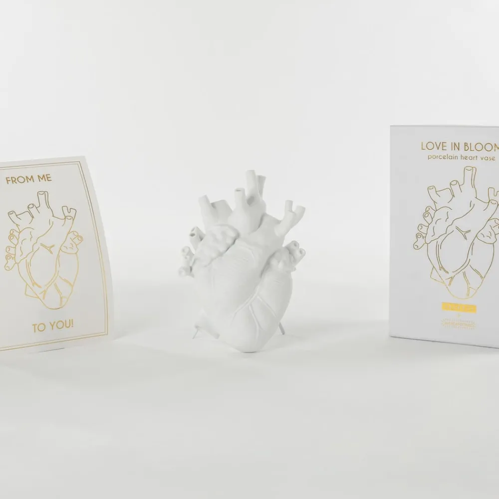 SELETTI Møbel Og Interiør > Love in Bloom-vase, hvid, hjerteformet, porcelæn