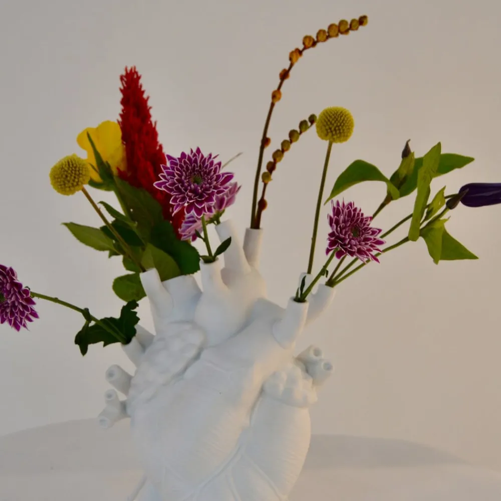 SELETTI Møbel Og Interiør > Love in Bloom-vase, hvid, hjerteformet, porcelæn