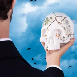 SELETTI Møbel Og Interiør > Skulptur Kintsugi Skull, hvid, porcelæn, guld