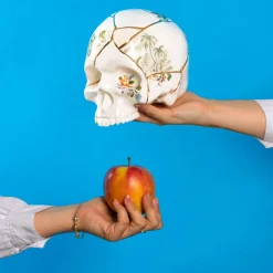 SELETTI Møbel Og Interiør > Skulptur Kintsugi Skull, hvid, porcelæn, guld