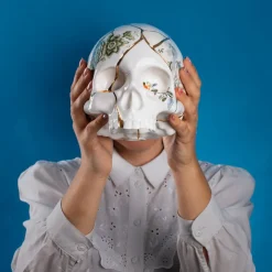 SELETTI Møbel Og Interiør > Skulptur Kintsugi Skull, hvid, porcelæn, guld