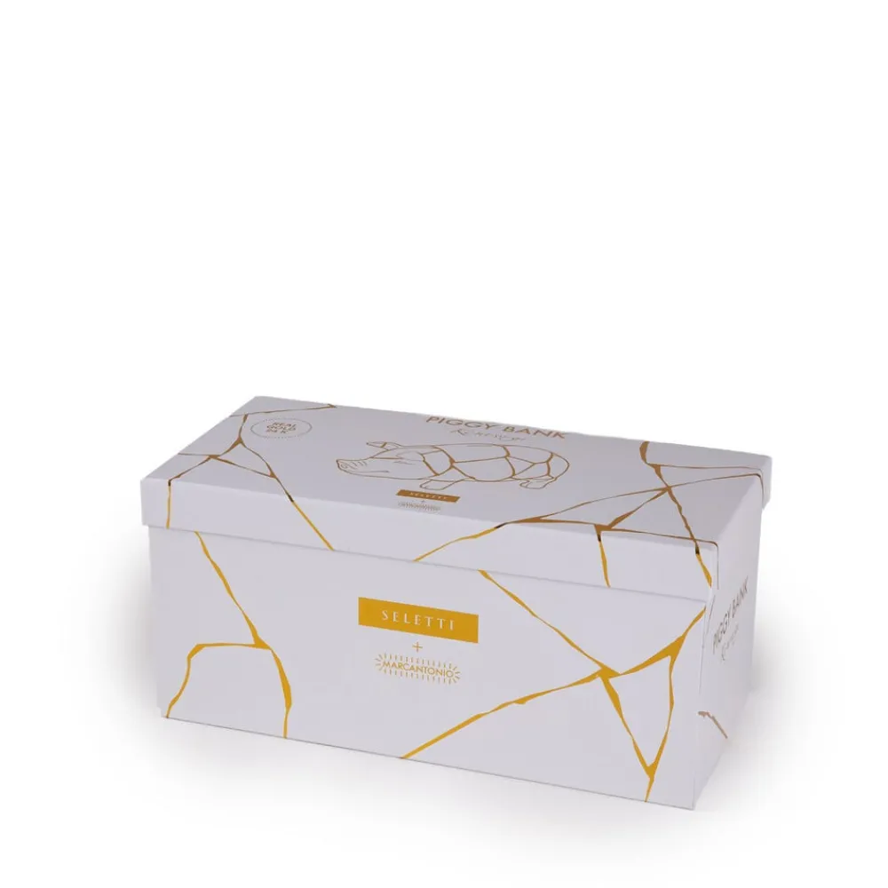 SELETTI Møbel Og Interiør > sparegris Kintsugi, hvid / farverig, porcelæn, guld