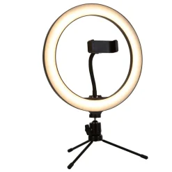 Searchlight Arbejdsrum/Kontor|Bordlamper > Selfie Tripod LED-ringlampe, mobilholder, USB CCT
