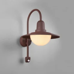 Trio Lighting Væglampe Med Sensor > Sensor-udendørs væglampe NORMAN, rust, Ø 30 cm metal/glas IP44