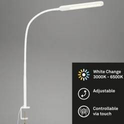 Briloner Arbejdsrum/Kontor|Bordlamper > Servo LED-klemmelampe, kan dæmpes, CCT, hvid