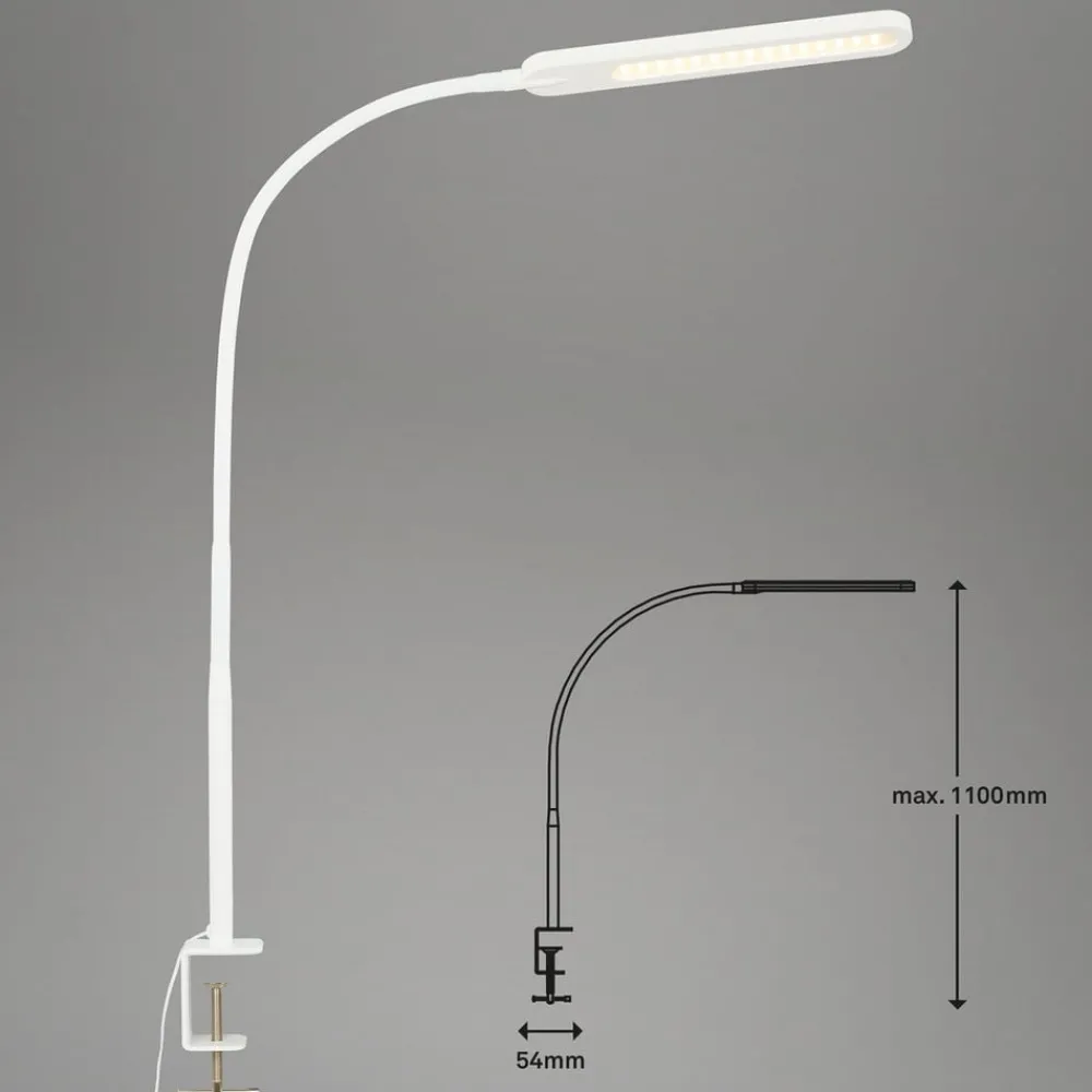 Briloner Arbejdsrum/Kontor|Bordlamper > Servo LED-klemmelampe, kan dæmpes, CCT, hvid