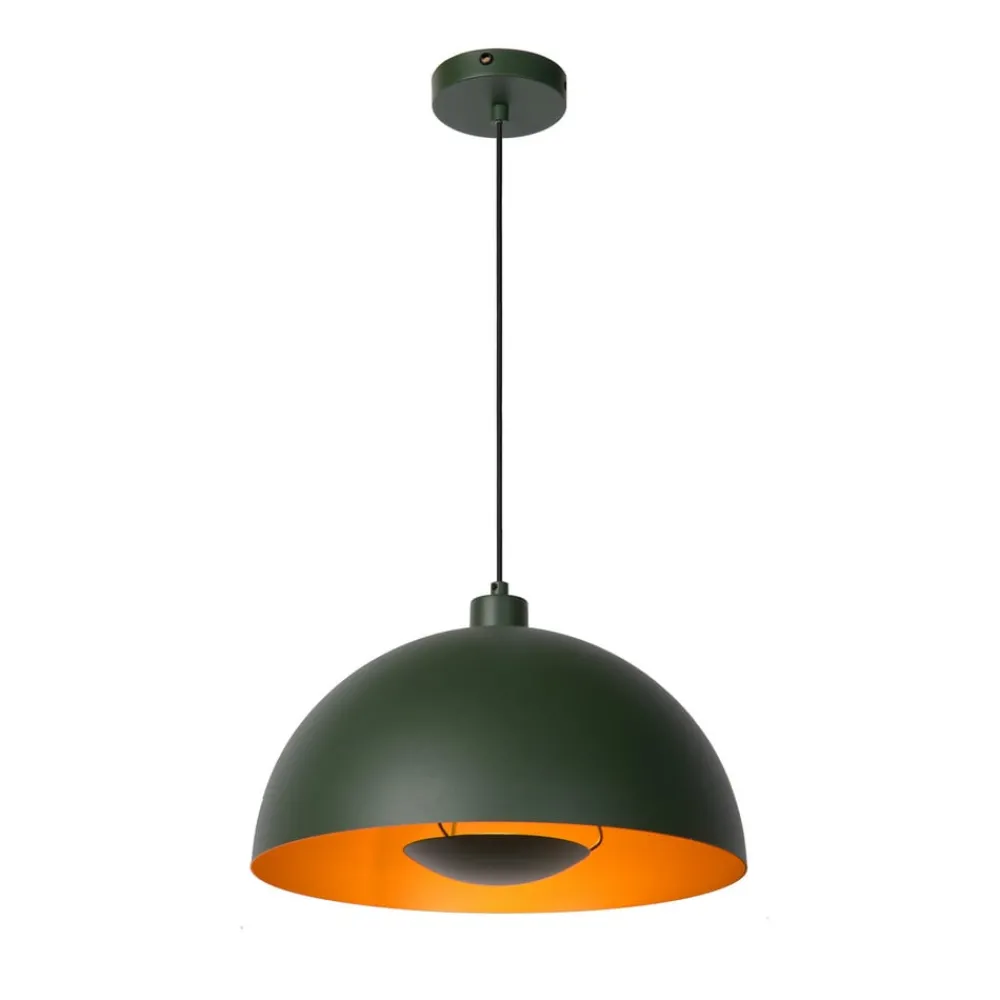 Pendellamper|Pendellamper ^ Lucide Siemon hængelampe af stål, Ø 40 cm, grøn
